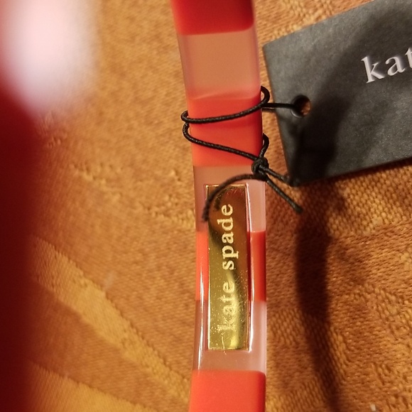 Kate Spade Vermillion Striped Colored Bangle With Cubic Zirconia - Picture 7 of 7